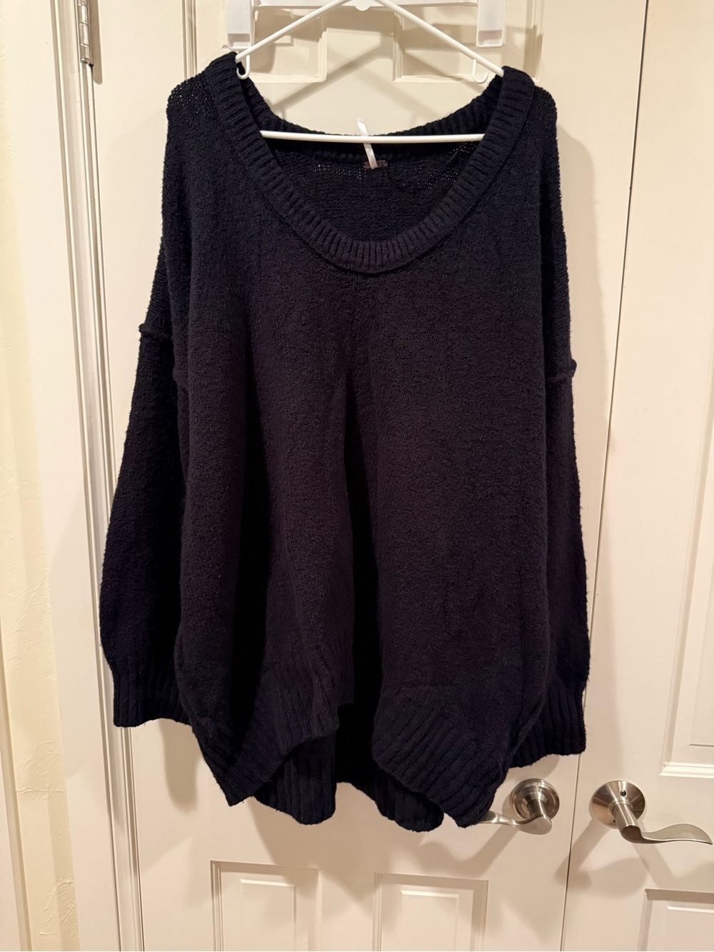 Free People Brookside Oversized
V-neck Sweater Womens Black Blend Knit XL